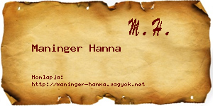 Maninger Hanna névjegykártya